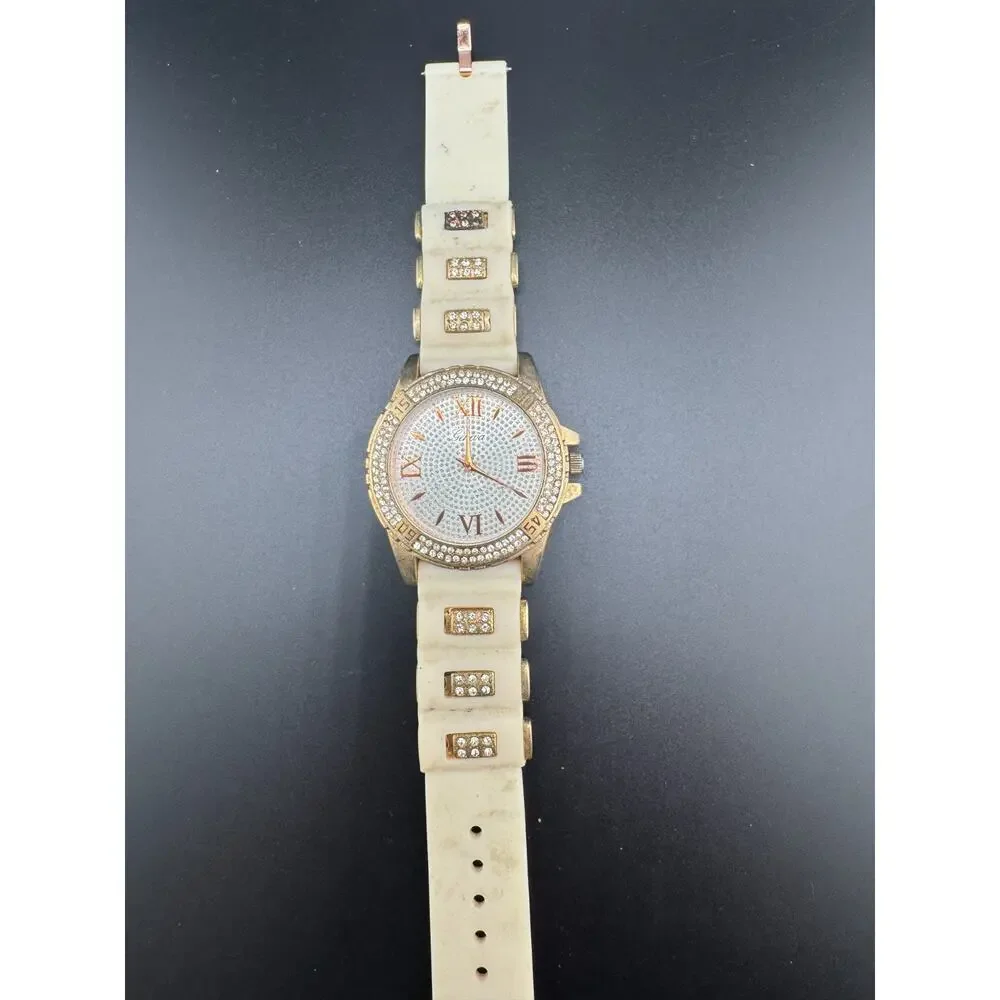 Geneva Bling Watch Crystal Bezel Pave Dial Roman Numerals